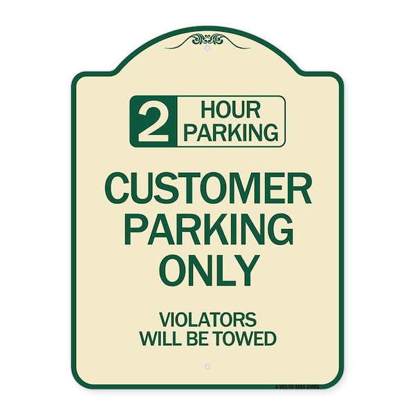 Signmission 2 Hour Parking Customer Parking Violators Will Towed Heavy-Gauge Alum Sign, 24" x 18", TG-1824-24502 A-DES-TG-1824-24502 - main